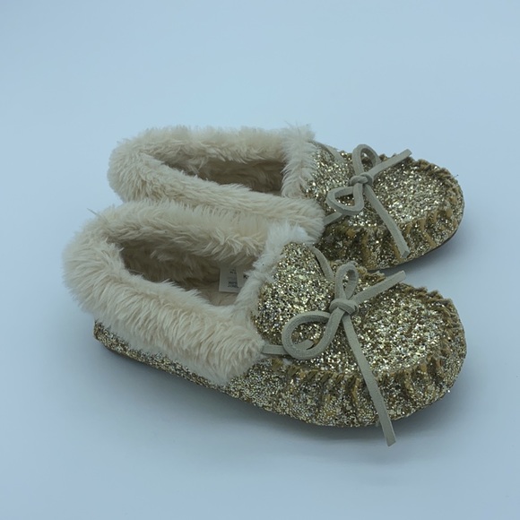 Crewcuts Girls' Glitter-Covered Moccasin Slippers Size K13 - Picture 2 of 12
